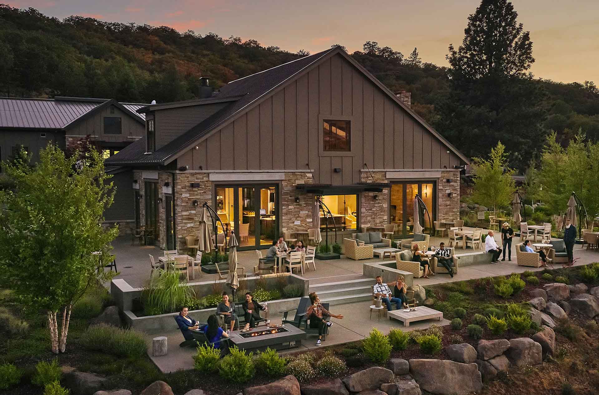 Patio view of the Irvine and Roberts tasting room.