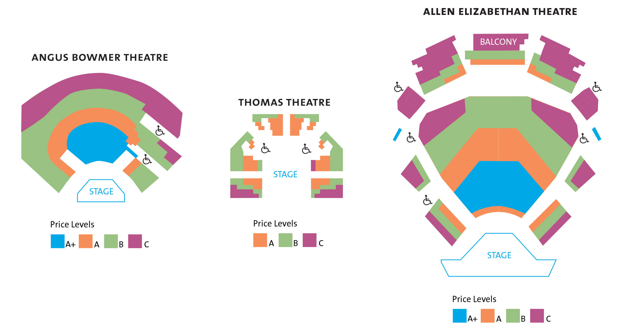 All three theatres seating chart.